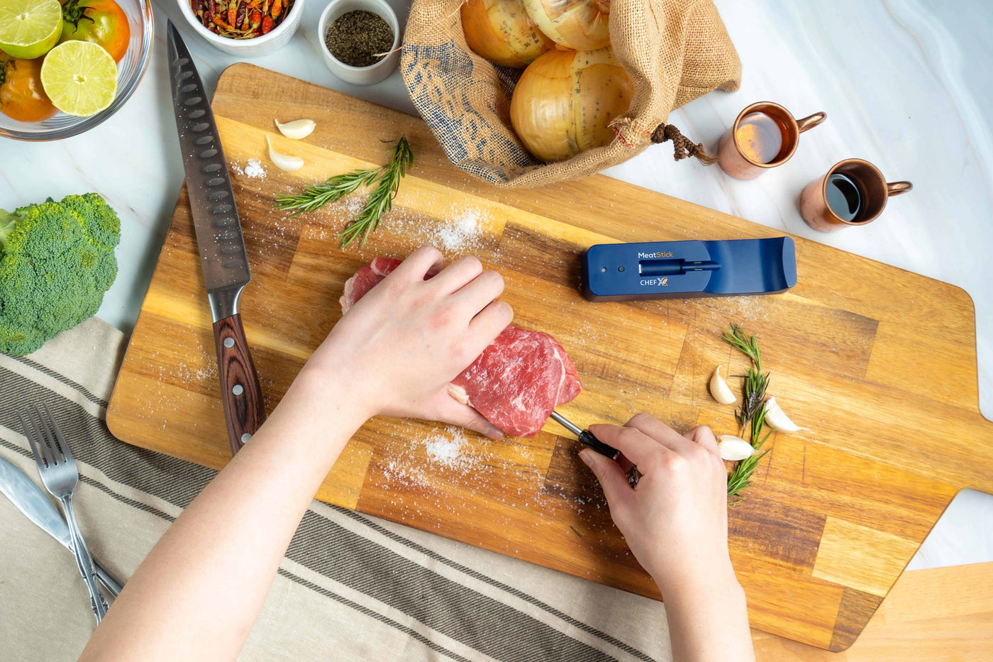prüfen MeatStick CHEF-SET kabelloses Fleischthermometer mit Ladegerät, verschiedene Reichweiten