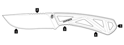 Gerber Exo-Mod Drop Point, oranger Griff, Outdoormesser, 21,7 cm