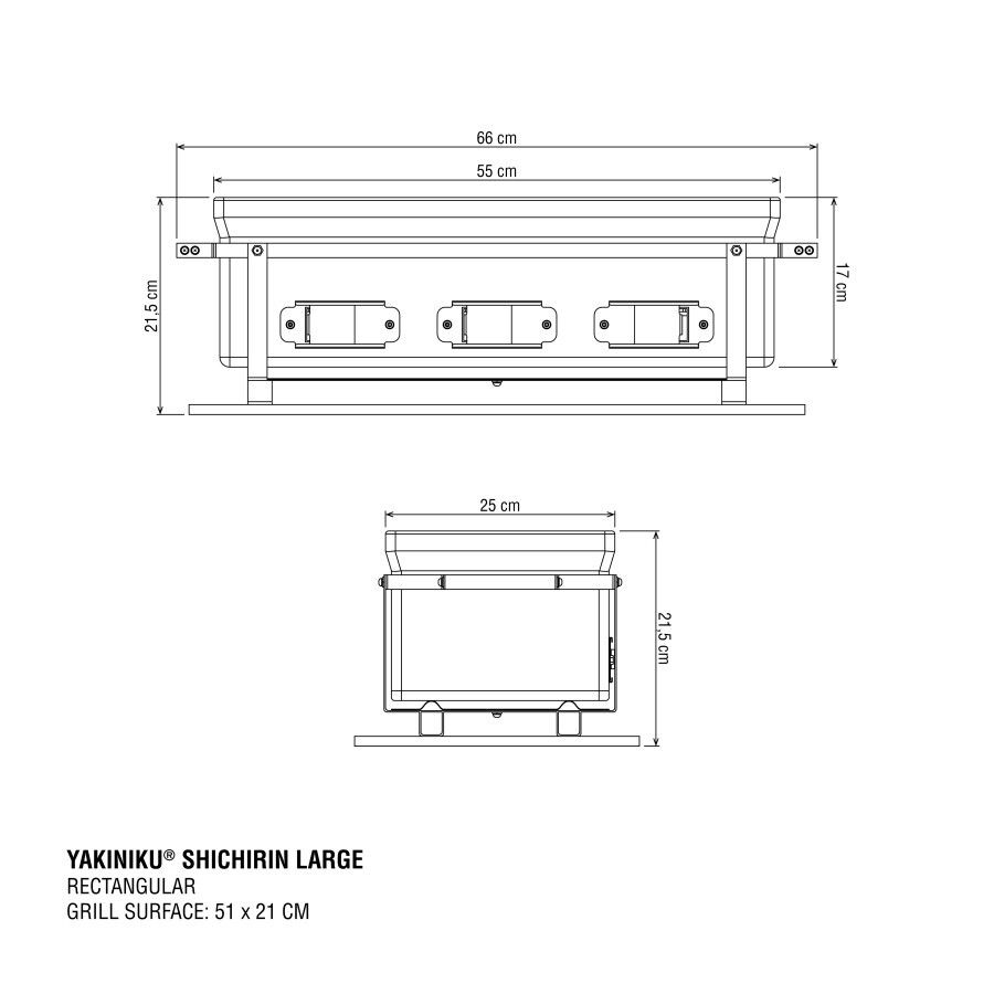 Yakiniku Shichirin Keramik Grill Large, eckig 55 x 25 cm