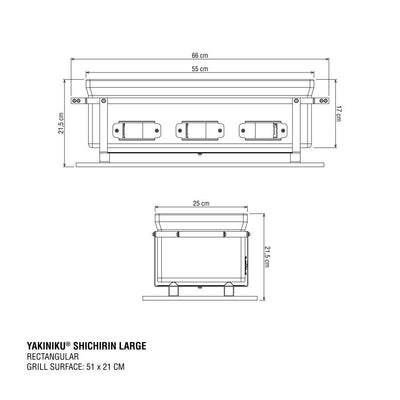 Yakiniku Shichirin Keramik Grill Large, eckig 55 x 25 cm