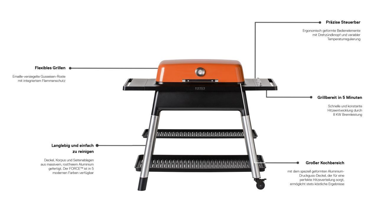 Everdure FURNACE Gasgrill mit Doppelboden, matt stone