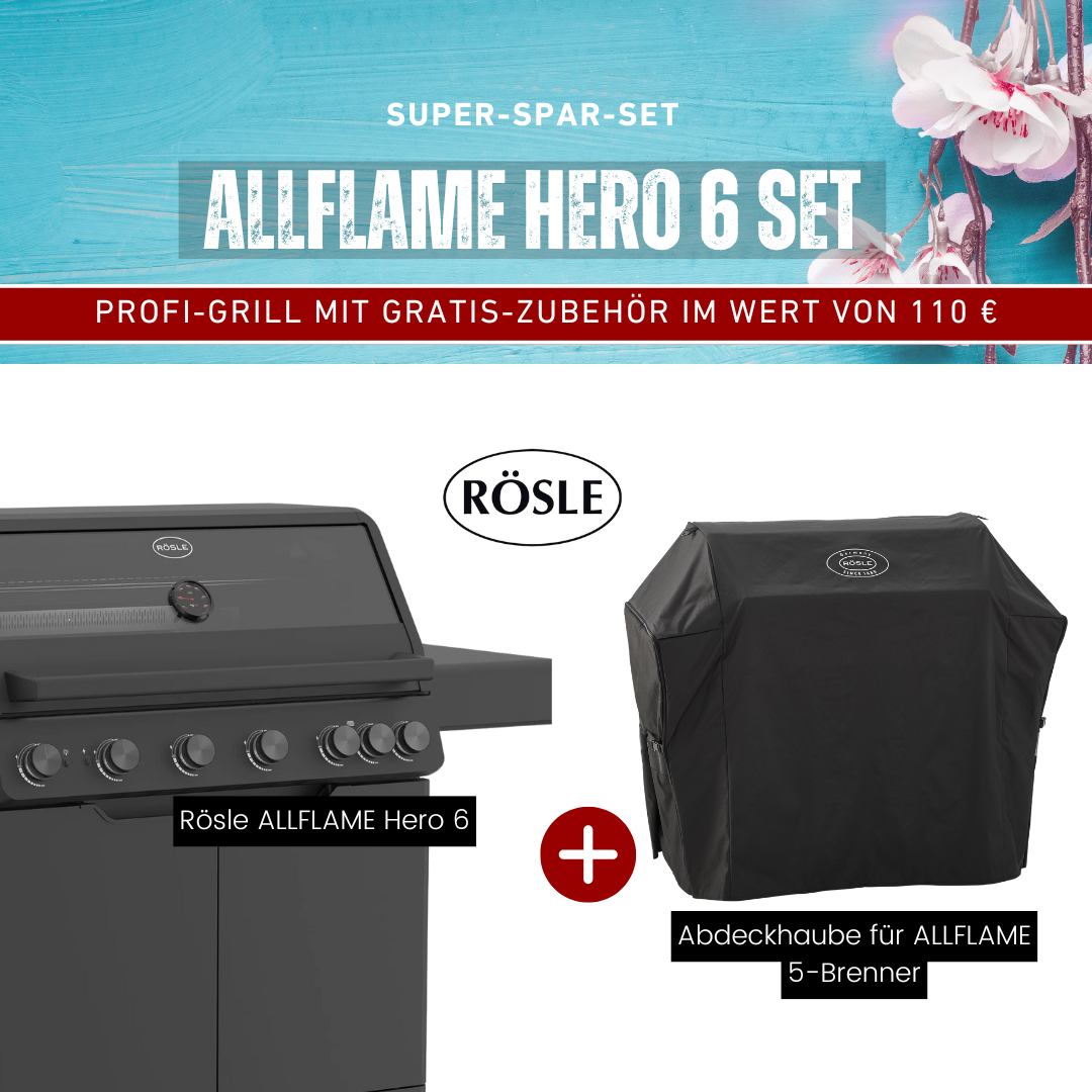Allflame Hero 6 Set - Rösle Gasgrill ALLFLAME Hero 6 mit gratis Abdeckhaube