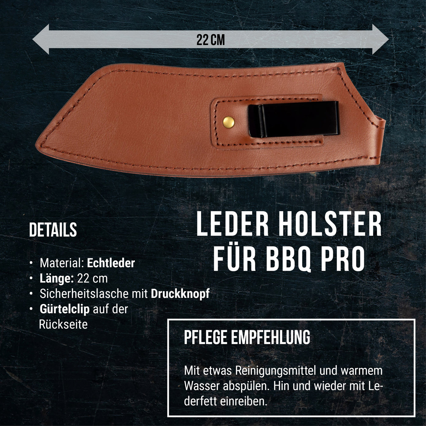 Steak Champ Leder-Holster für Kochmesser, 22 cm