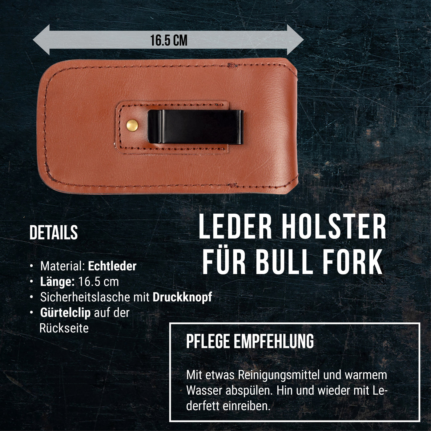 Steak Champ Leder-Holster für Fleischgabel Bull Fork, 16,5 cm