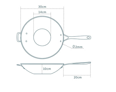 Olavson Kupferkern Wok Ø30 cm, beschichtet mit Stielgriff