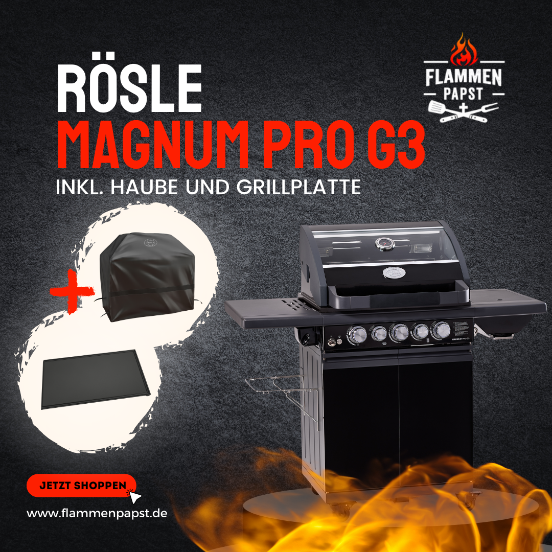 Rösle Gasgrill BBQ-Station Magnum PRO G3 schwarz 50mbar Bundle