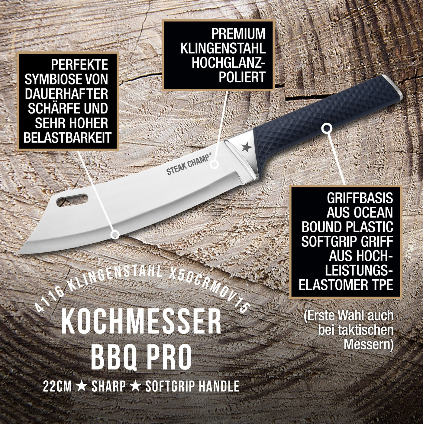 Steak Champ Kochmesser BBQ Pro 22cm