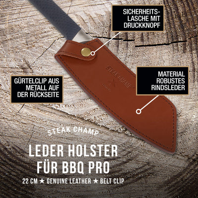 Steak Champ Leder-Holster für Kochmesser, 22 cm