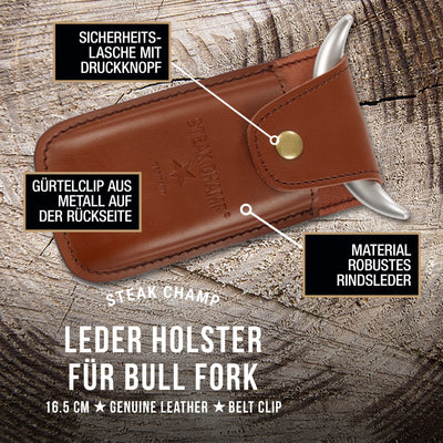 Steak Champ Leder-Holster für Fleischgabel Bull Fork, 16,5 cm