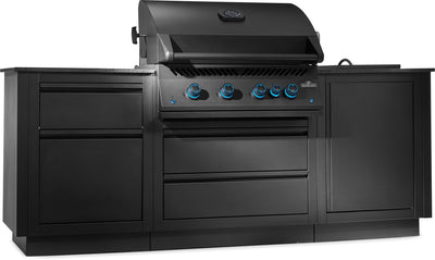 Napoleon Oasis Compact 105, Mattschwarz, mit BIG32-1 und Einbau SIZZLEZONE