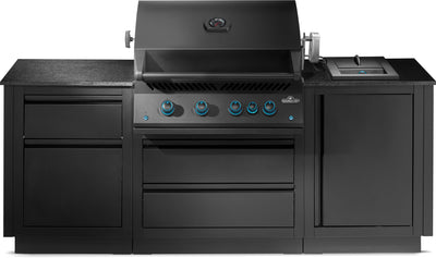 Napoleon Oasis Compact 105, Mattschwarz, mit BIG32-1 und Einbau SIZZLEZONE