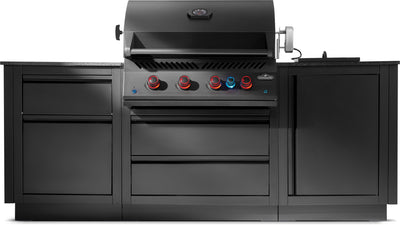 Napoleon Oasis Compact 105, Mattschwarz, mit BIG32-1 und Einbau SIZZLEZONE