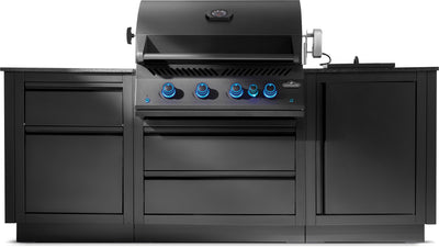 Napoleon Oasis Compact 105, Mattschwarz, mit BIG32-1 und Einbau SIZZLEZONE
