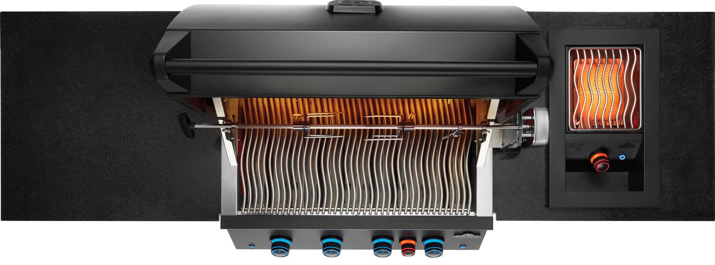 Napoleon Oasis Compact 105, Mattschwarz, mit BIG32-1 und Einbau SIZZLEZONE