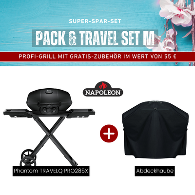 Pack & Travel Set M (mattschwarz) - Napoleon Phantom TRAVELQ PRO285X mit gratis Abdeckhaube
