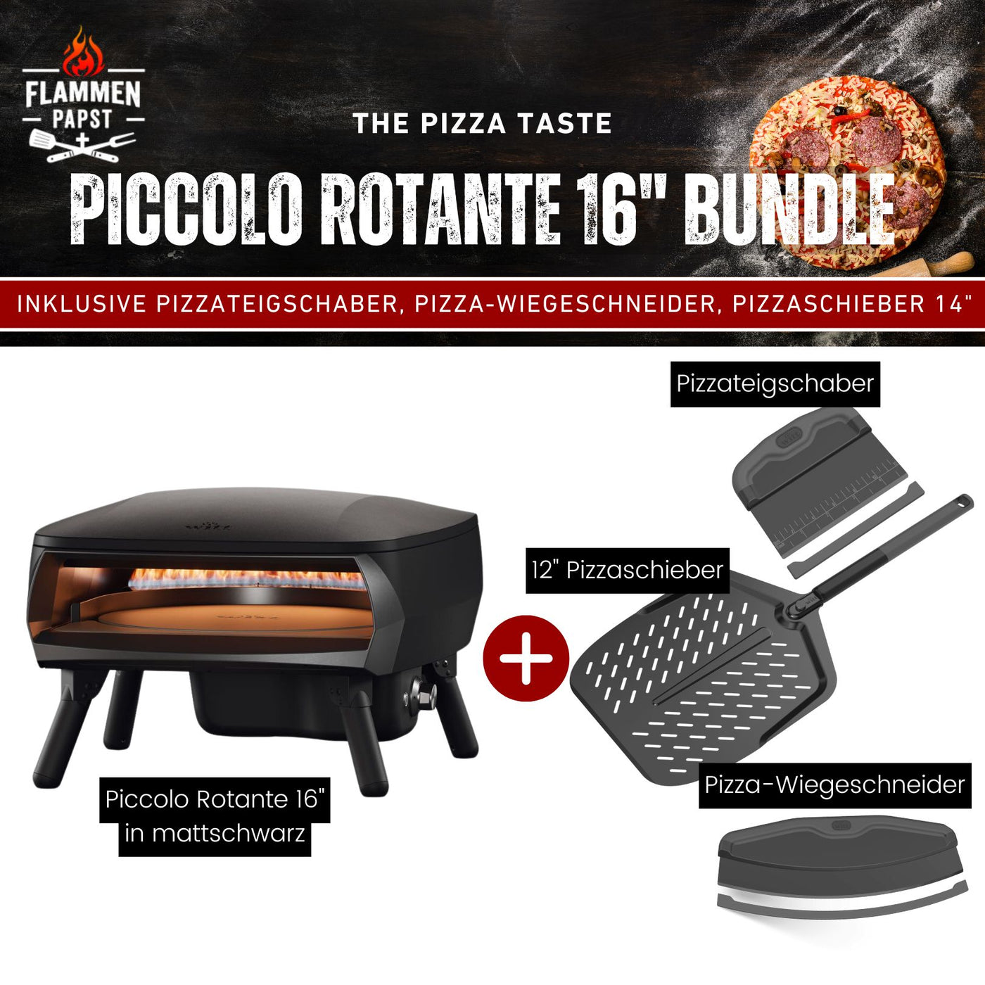 Witt PICCOLO Rotante 16" Pizzaofen, Bundle
