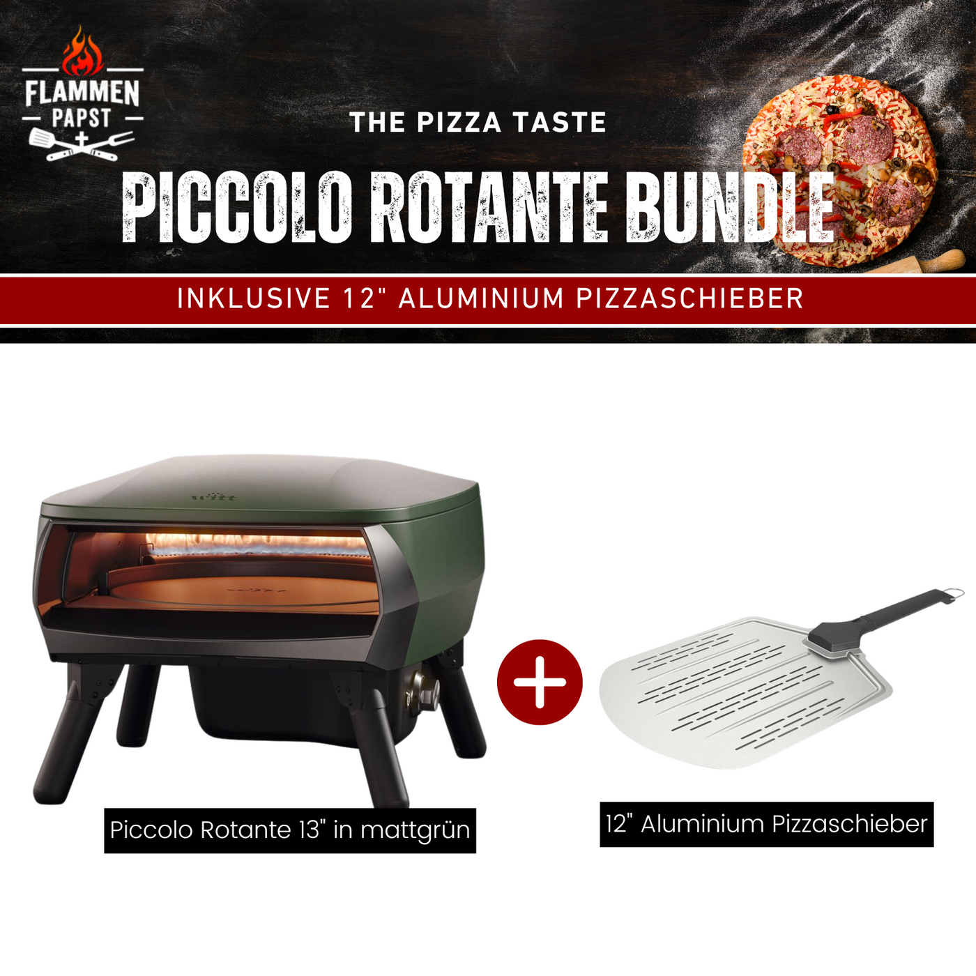 Witt ETNA Piccolo Rotante 13" Gas-Pizzaofen, Bundle