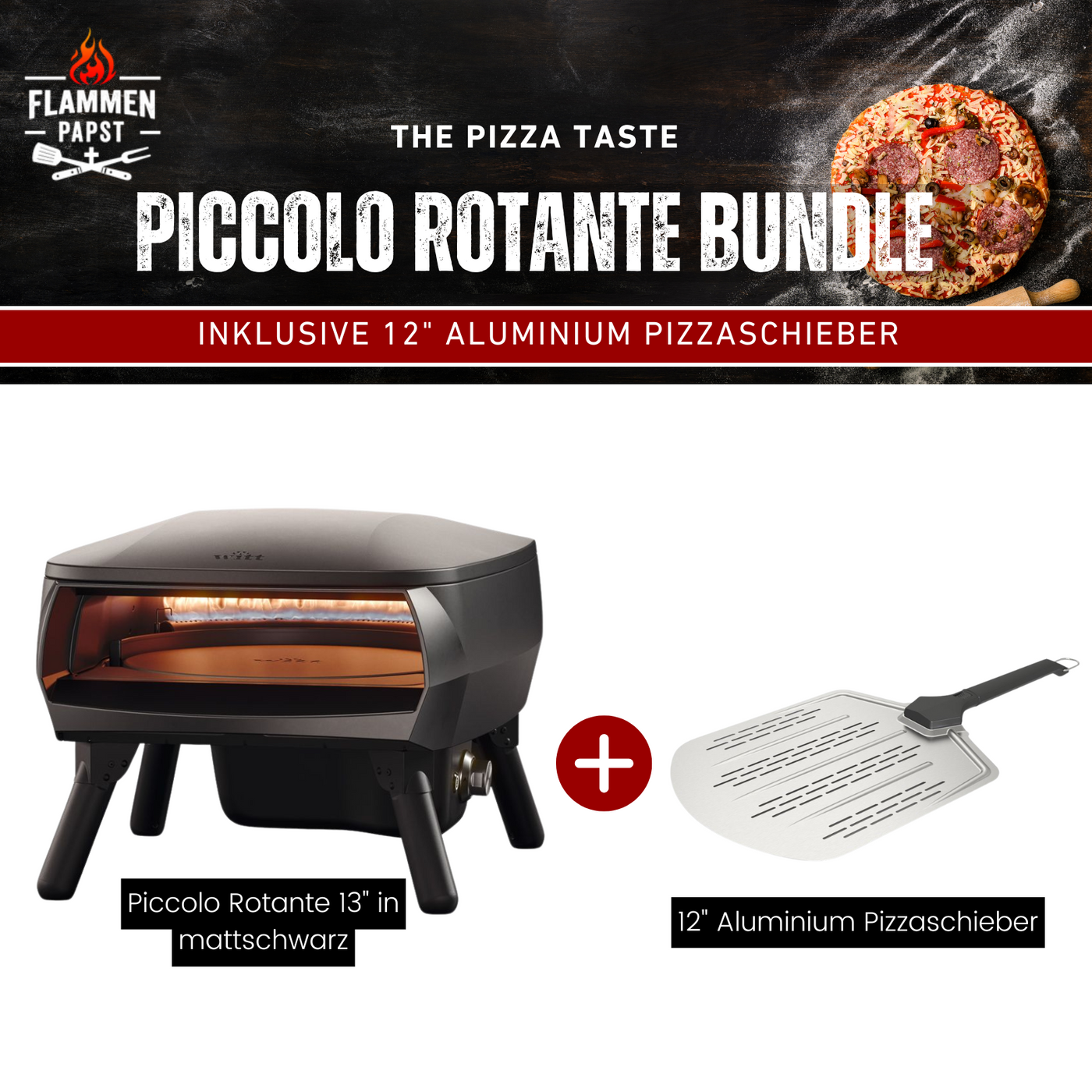 Witt ETNA Piccolo Rotante 13" Gas-Pizzaofen, Bundle