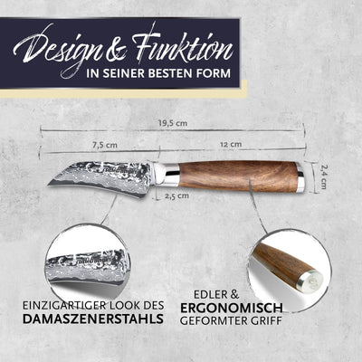 adelmayer Damast Vogelschnabel Schälmesser 7,5 cm handgeschliffen