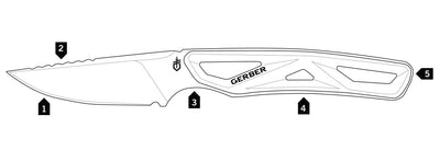 Gerber Exo-Mod Caper, oranger Griff, Outdoormesser, 18,5 cm