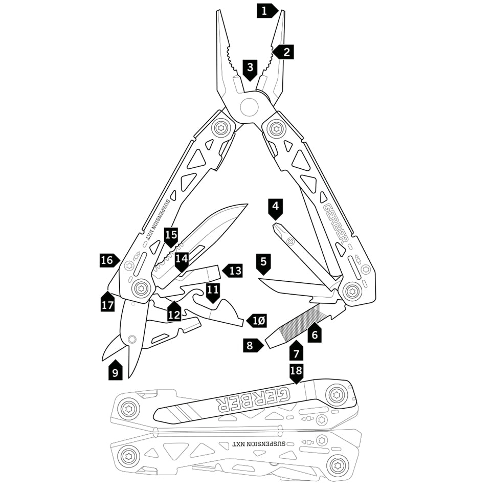 Gerber Suspension-NXT, Edelstahl, Multitool, 16,4 cm