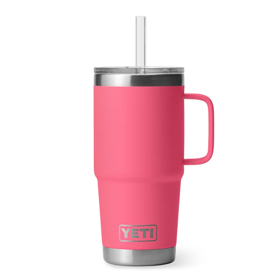 Yeti Rambler 25 OZ (710ml) Trinkbecher mit Trinkhalmdeckel, tropical pink