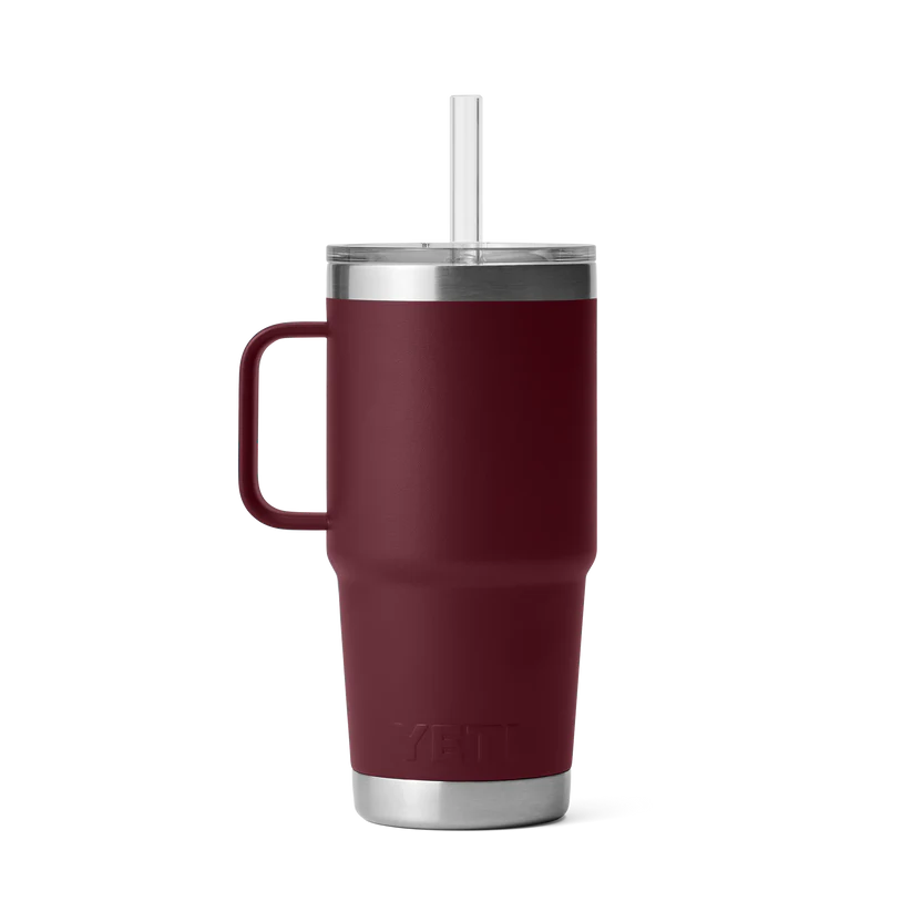 Yeti Rambler 25 OZ (710ml) Trinkbecher mit Trinkhalmdeckel, Wild Vine Red
