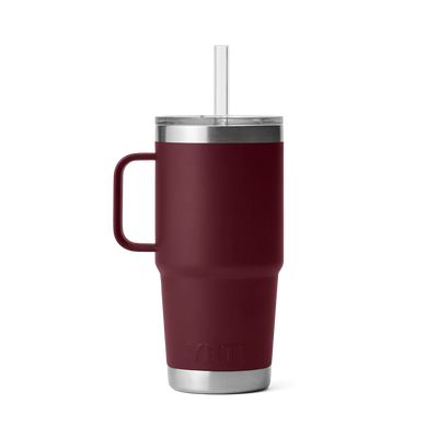 Yeti Rambler 25 OZ (710ml) Trinkbecher mit Trinkhalmdeckel, Wild Vine Red