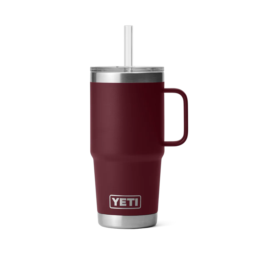 Yeti Rambler 25 OZ (710ml) Trinkbecher mit Trinkhalmdeckel, Wild Vine Red