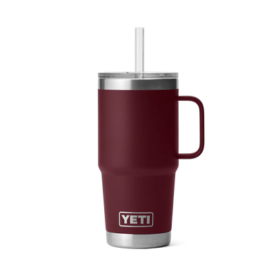 Yeti Rambler 25 OZ (710ml) Trinkbecher mit Trinkhalmdeckel, Wild Vine Red
