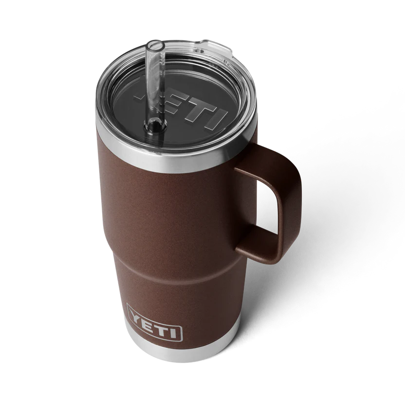 Yeti Rambler 25 OZ (710ml) Trinkbecher mit Trinkhalmdeckel, Wetlands Brown