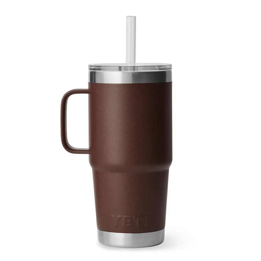 Yeti Rambler 25 OZ (710ml) Trinkbecher mit Trinkhalmdeckel, Wetlands Brown