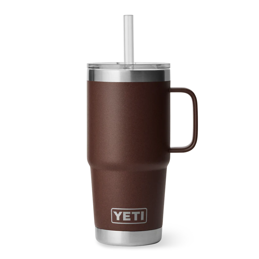 Yeti Rambler 25 OZ (710ml) Trinkbecher mit Trinkhalmdeckel, Wetlands Brown