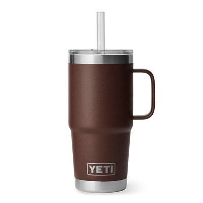 Yeti Rambler 25 OZ (710ml) Trinkbecher mit Trinkhalmdeckel, Wetlands Brown